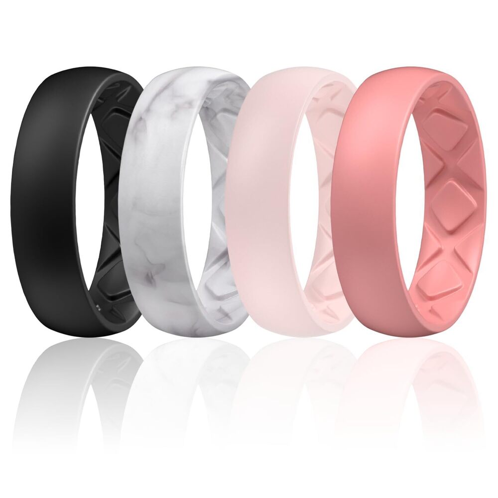 Women's Statement Rings, Silicone Wedding Rubber Band with Half Size